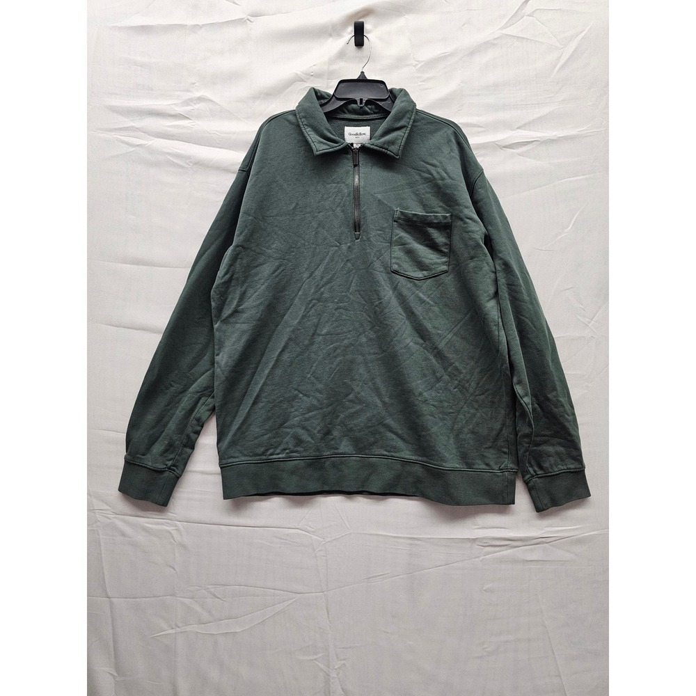 Goodfellow & Co Mens XL Sage Green Vintage 1/4 Zip French Terry Pullover 2284